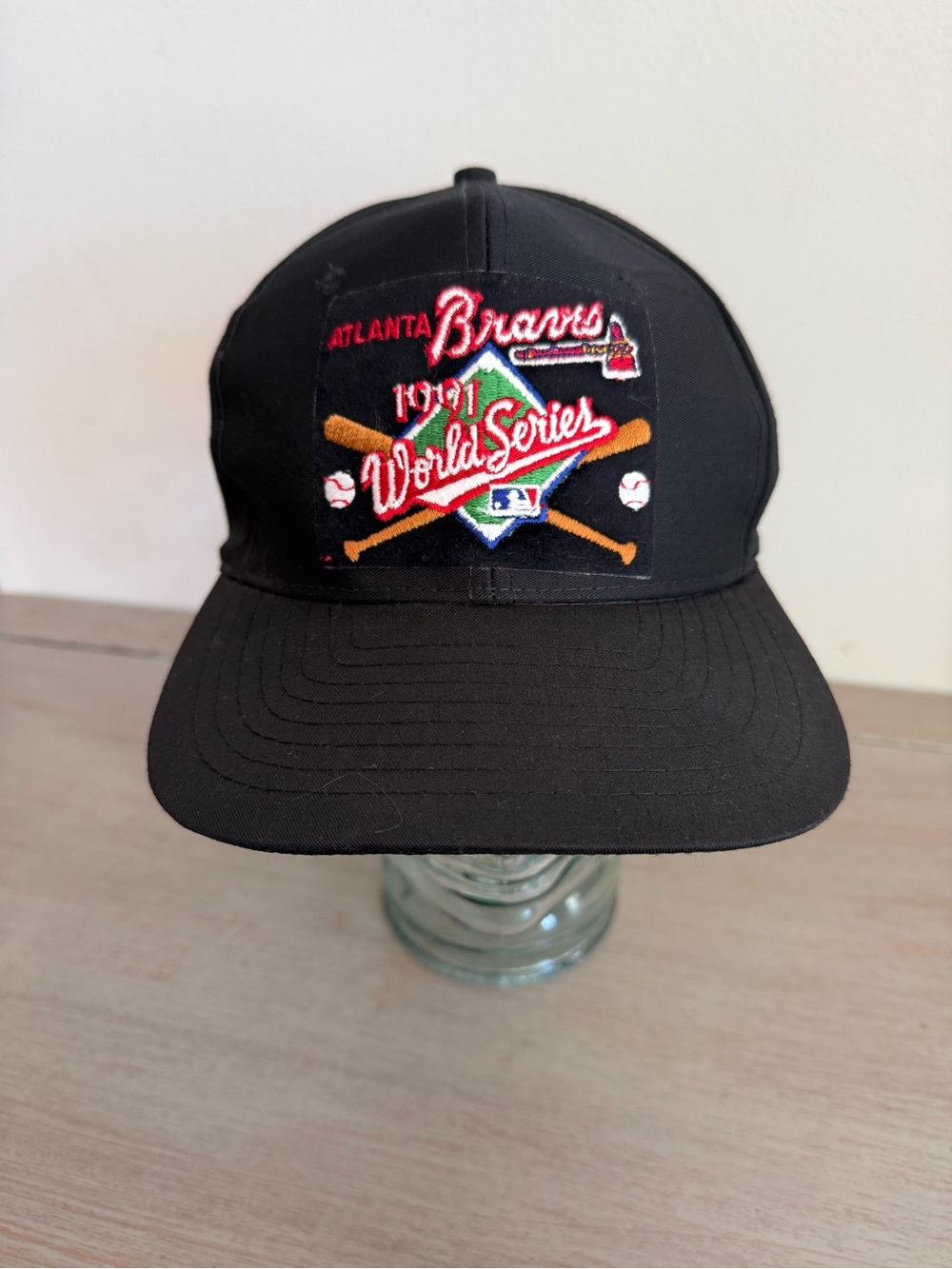 Vintage 1991 Atlanta Braves World Series Patch Snapback Black Hat Twins MLB  NWT